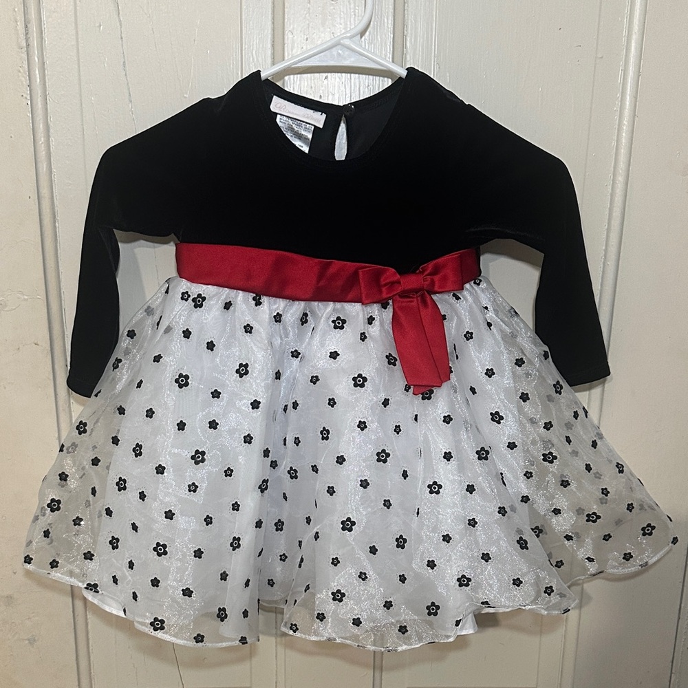 Bonnie Baby Black and White Formal Dress with Red Accents
